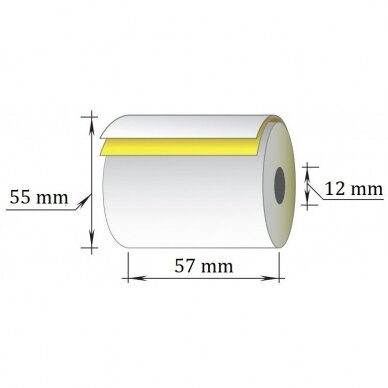 Dvisluoksnė kasos juosta, 57x16m/12mm, Off+SC (maks.diam.55mm) 2