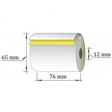 Dvisluoksnė kasos juosta, 76x20m/12mm, Off+SC (maks.diam.65mm) 2