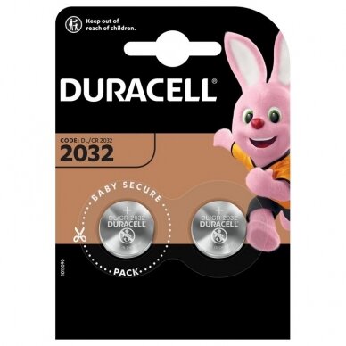 Elementai DURACELL Lithium, CR2032 (DL2032), 2 vnt.