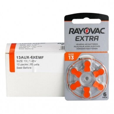 Elementai klausos aparatams RAYOVAC Extra, 13 PR48, 6 vnt. 1