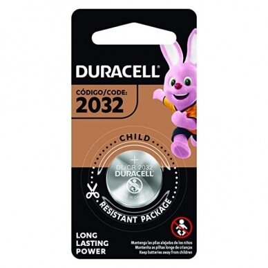 Elementas, batrerija DURACELL Lithium, CR2032 (DL2032), 1 vnt.