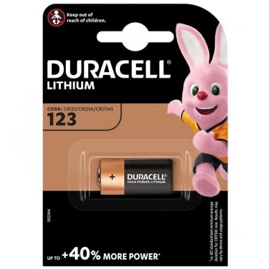 Elementas, baterija  DURACELL Lithium, CR123 (DL123A), 1 vnt.