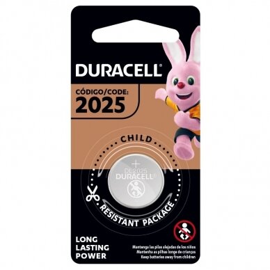 Elementas, baterija DURACELL Lithium, CR2025 (DL2025), 1 vnt.