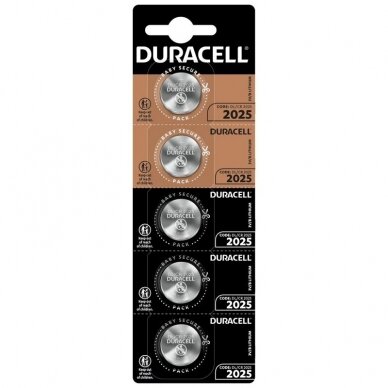 Elementas, baterija DURACELL Lithium, CR2025 (DL2025), 1 vnt. 1