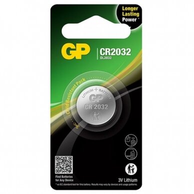 Elementas GP Lithium Cell, CR2032 (DL2032), 1 vnt. 3