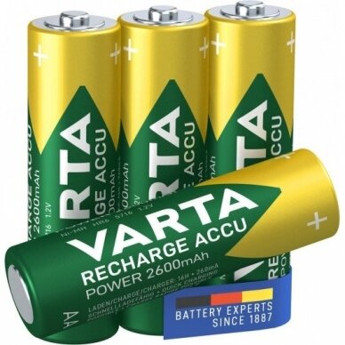 Įkraunamos baterijos, elementai VARTA Recharge Accu Power, AA (R6), 2600 mAh, 4 vnt. 1