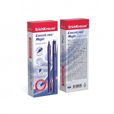 Ištrinamas gelinis rašiklis ERGOLINE MAGIC, ErichKrause, storis 0.5mm, mėlynos sp. 2
