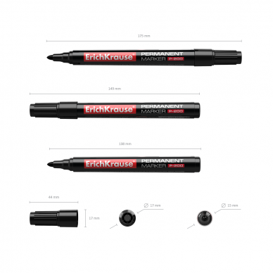 Permanentinis žymeklis P-200, ErichKrause, 0.8-2.2mm, juodos sp. 1